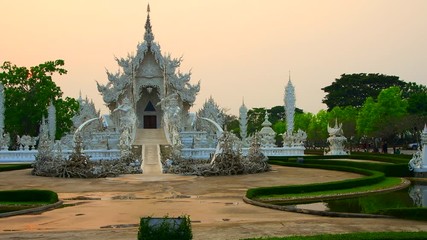 Wall Mural - 4K video of Rong Khun temple in Chiangrai province, Thailand.