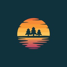Pine Trees Silhouette Logo Design Vector Illustration