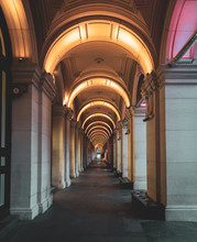 A Stone Arch Hallway With Lights In The Roof In The City Of Melbourne Australia