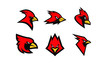 set of cardinal bird logo icon design vector