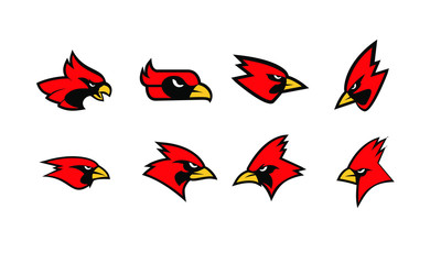 set of cardinal bird logo icon design vector