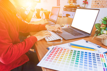Wall Mural - soft light and smooth focus,the marketing department and designers are advising about product design