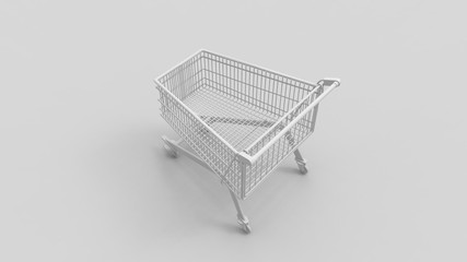 3d rendering of a shopping cart isolated in studio background