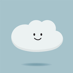 Wall Mural - Cartoon character cloud design vector illustration.Cute cloud character.Smile white cloud emotion icon