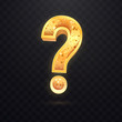 © Oleg - Golden question sign on dark transparent background. Vector icon of query mark.