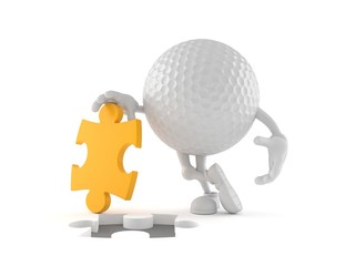 Poster - Golf ball character with jigsaw puzzle