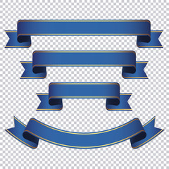 blue ribbon banner set on transparent background