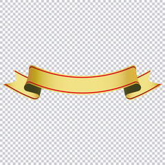 gold ribbon banner on transparent background