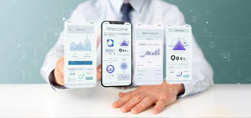 Wall Mural - application interface ui on a smartphone - 3d rendering