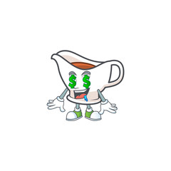 Wall Mural - Gravy boat with character mascot shape money eye