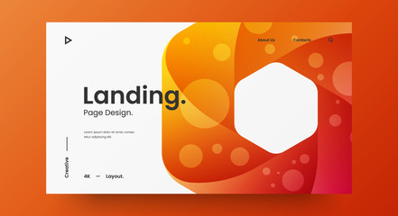 Wall Mural - Creative horizontal website screen part for responsive web design project development. Abstract geometric banner layout mock up. Premium corporate landing page block vector illustration template.