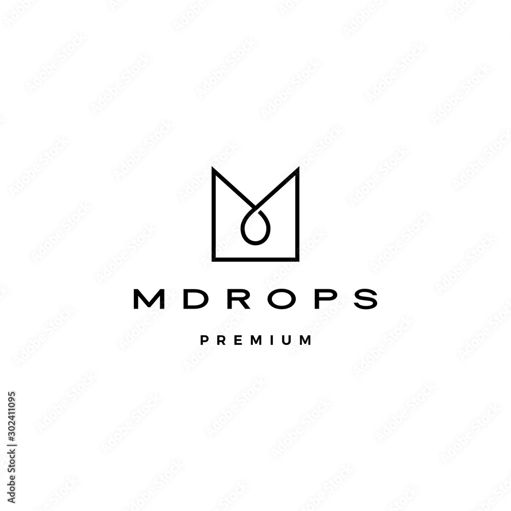m letter drop logo vector icon illustration line outline monoline Stock ...