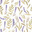 seamless pattern of watercolor flower lavender and leaf