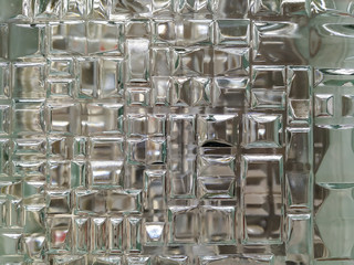 Clear and shiny glass abstract transparent window tile with soft square texture as decoration for interior or exterior