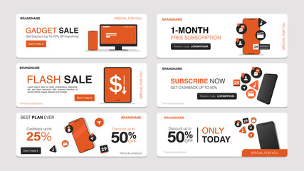 Promotion sale mobile banner for website or advertising. Flash sale mobile banner template. Web elements for advertising.