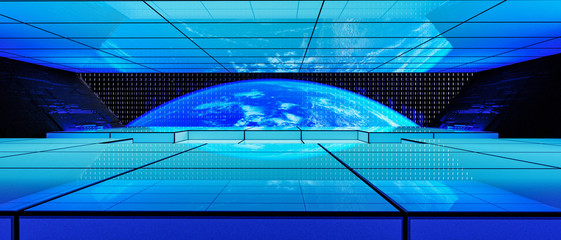 Wall Mural - a futuristic room in the near future (3d rendering.this image elements furnished by nasa)