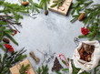 © lblinova - Zero waste Christmas concept. Natural Chirsmas decoration and Hand crafted gifts without plastic. Flat lay, top view.
