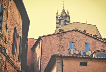 Roofs in the medieval city of Siena - Tuscany Italy