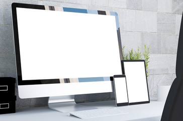 Wall Mural - responsive devices on desktop