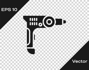 Grey Electric drill machine icon isolated on transparent background. Repair tool. Vector Illustration