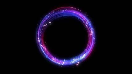 Wall Mural - 4k. neon circle. futuristic background. multiple lines swirls. blue and pink colors. glowing ring. i