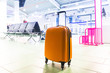 Travel luggage waiting for flight on the airport