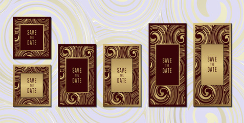 Wall Mural - Luxury golden  invitation cards collection with border vector design template