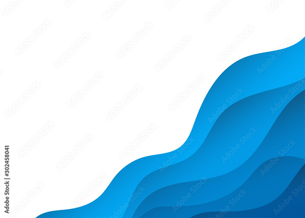 Blue alternating wave bottom right corner abstract vector background ...