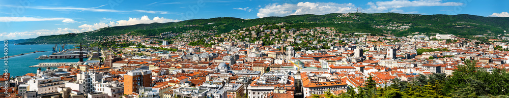 Panorama of Trieste city in Italy - obrazy, fototapety, plakaty 
