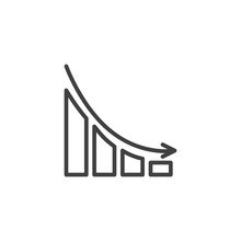 Business Decline Graph Line Icon. Decrease Diagram Linear Style Sign For Mobile Concept And Web Design. Falling Graph Arrow Outline Vector Icon. Crisys Symbol, Logo Illustration. Vector Graphics