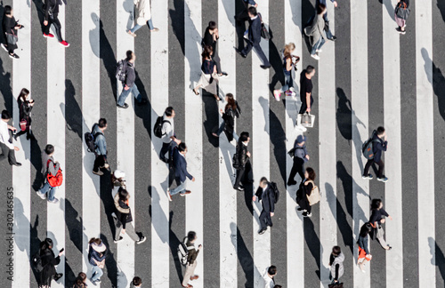Cuadros en Lienzo Zebra crossing Ginza street crowd walk on crosswalk Tokyo Japan