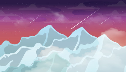 Wall Mural - Flat vector web banners on the theme of Alpine Mountain. Flat Vector Illustration. Flat Design Background. Web vector illustration.