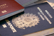 Blue Biometric Passport Of Brazil.