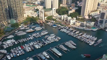 Sticker - Aerial view of Aberdeen Typhoon Shelters and Ap Lei Chau, Hong Kong