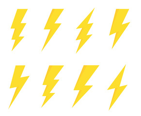 Set lightning bolt. Thunderbolt flat style - stock vector.