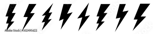 Fotomural Set lightning bolt. Thunderbolt flat style - stock vector.