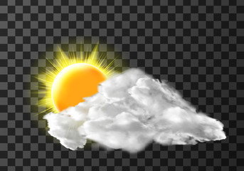 Wall Mural - sun light cloud cover weather meteo icon realistic vector illustration. realistic elements for weath