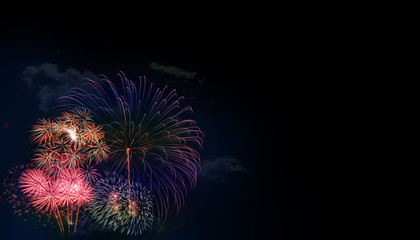 Abstract colored firework background with free space for text