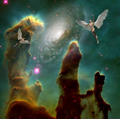 Wall Mural - angels in space