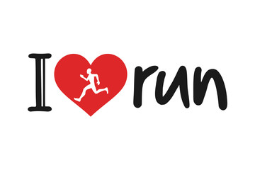 Poster - I love run symbol