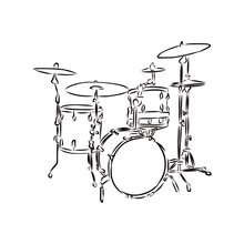 Drum And Drumsticks Isolated On White Background