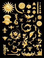 Elements In Baroque, Rococo Victorian Renaissance Style. Trendy Floral Vintage Pattern. Vector Illustration
