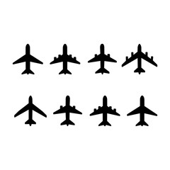 Wall Mural - vector airplane icons: passenger plane, fighter plane and screw.