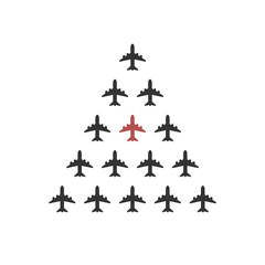 Wall Mural - vector airplane icons: passenger plane, fighter plane and screw.