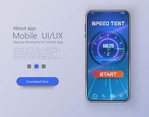 Wall Mural - design of mobile app, ui, ux, gui. internet speed test smartphone interface vector template. mobile 