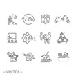 outline business career people icon set, job human, work professional employee, team search, candidate person, thin line web symbols on white background - editable stroke vector illustration eps 10