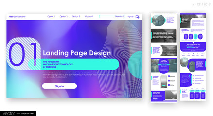 Wall Mural - landing page design from website. web ui ux design. business social economy blog, services, products