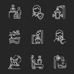 Canvas Print - Industry types chalk icons set. Life insurance. Hospitality industry. Electronics production. Transport, shipbuilding. News, media. Healthcare. Steel industry. Isolated vector chalkboard illustrations