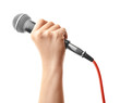 © Pixel-Shot - Female hand with microphone on white background