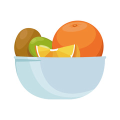 Sticker - bowl with orange and fruits icon